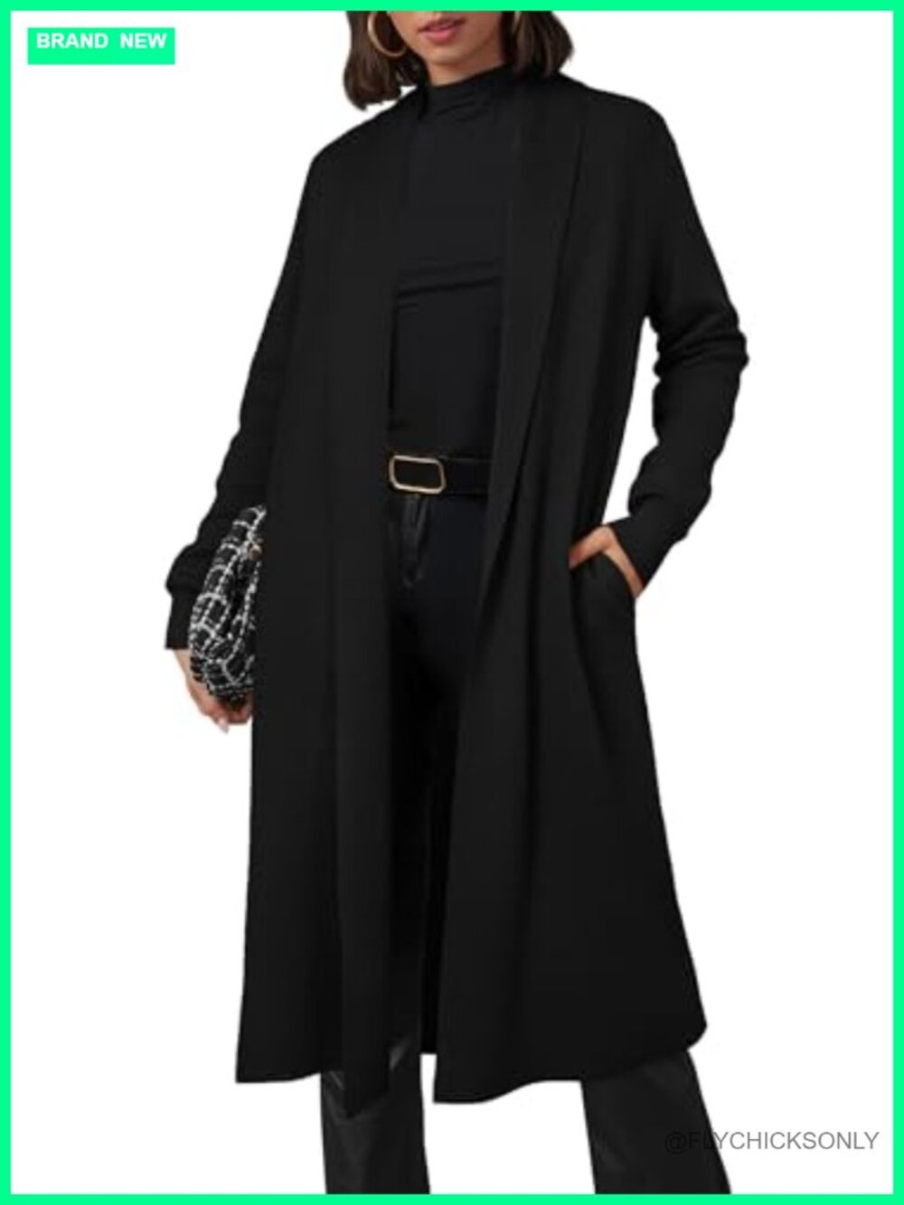 Wool Blend Maxi Cardigan Open Front Oversized Long Coat Knitted Sweater